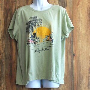 Disney Women's Sage Green Mickey Mouse Minnie Tee Tshirt XL